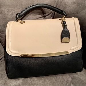 Aldo Black and Cream Top Handle Bag